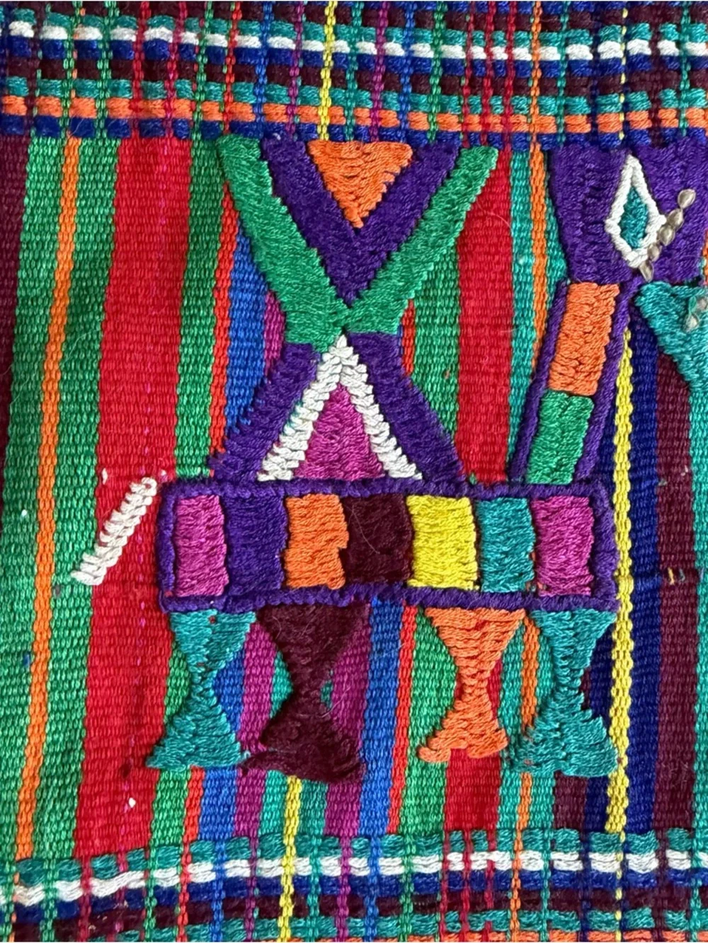 Vintage Guatemalan Textile Table Runner 30x52 Handwoven Embroidered Boho
